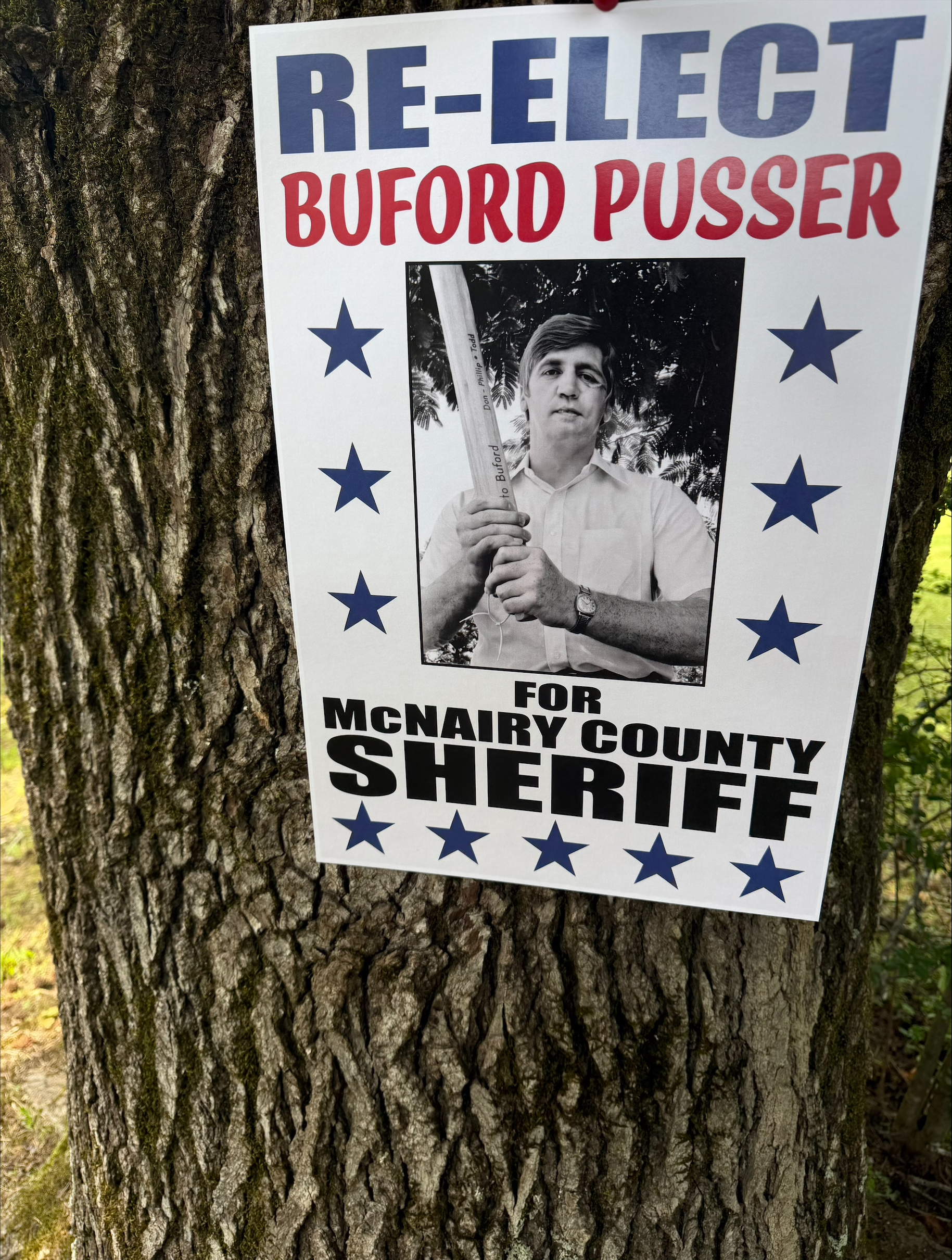 Re-Elect Buford Pusser for McNairy County Sheriff poster